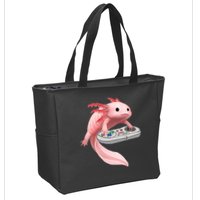 Axolotl Fish Playing Video Game White-Axolotl Lizard Gamers Zip Tote Bag