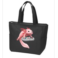 Axolotl Fish Playing Video Game White-Axolotl Lizard Gamers Zip Tote Bag
