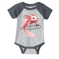Axolotl Fish Playing Video Game White-Axolotl Lizard Gamers Infant Baby Jersey Bodysuit