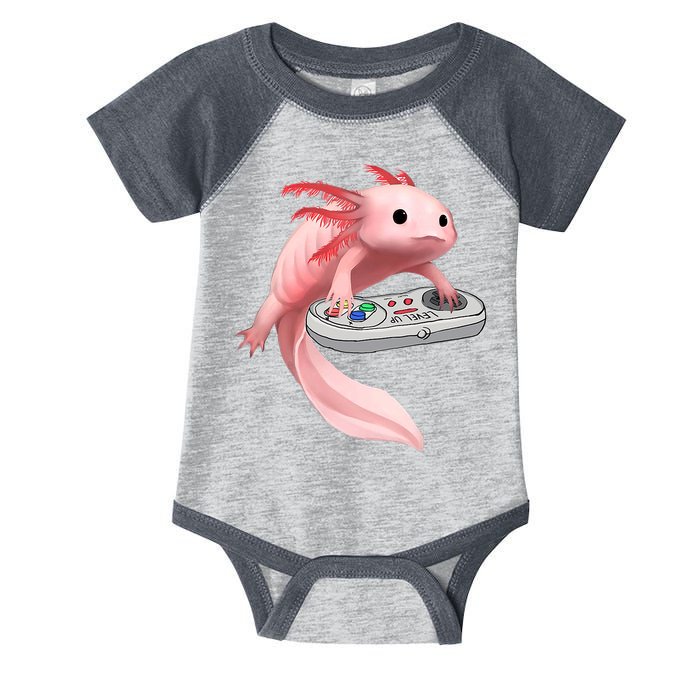 Axolotl Fish Playing Video Game White-Axolotl Lizard Gamers Infant Baby Jersey Bodysuit