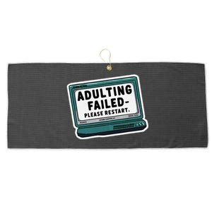 Adulting Failed Please Restart Funny Sarcastic Large Microfiber Waffle Golf Towel