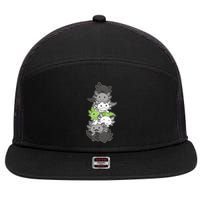 Agender Flag Pride Month Lgbtq Agender Axolotl 7 Panel Mesh Trucker Snapback Hat