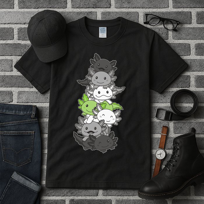Agender Flag Pride Month Lgbtq Agender Axolotl Tall T-Shirt