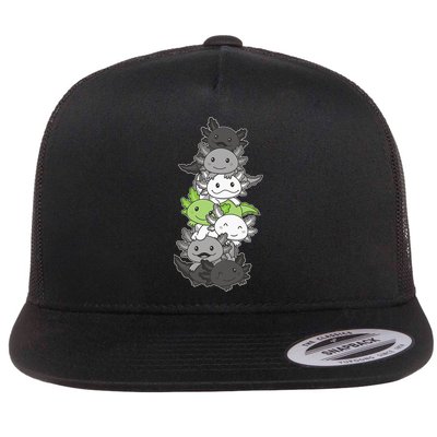 Agender Flag Pride Month Lgbtq Agender Axolotl Flat Bill Trucker Hat
