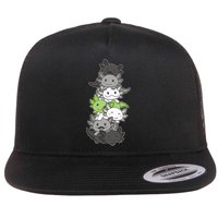 Agender Flag Pride Month Lgbtq Agender Axolotl Flat Bill Trucker Hat
