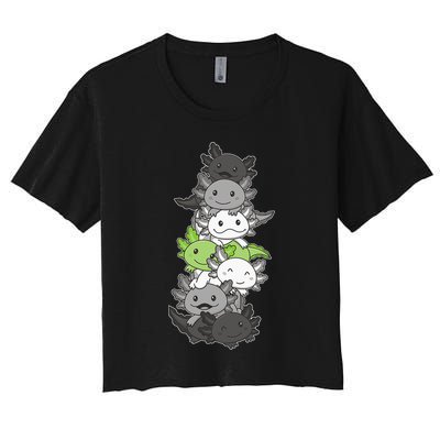 Agender Flag Pride Month Lgbtq Agender Axolotl Women's Crop Top Tee