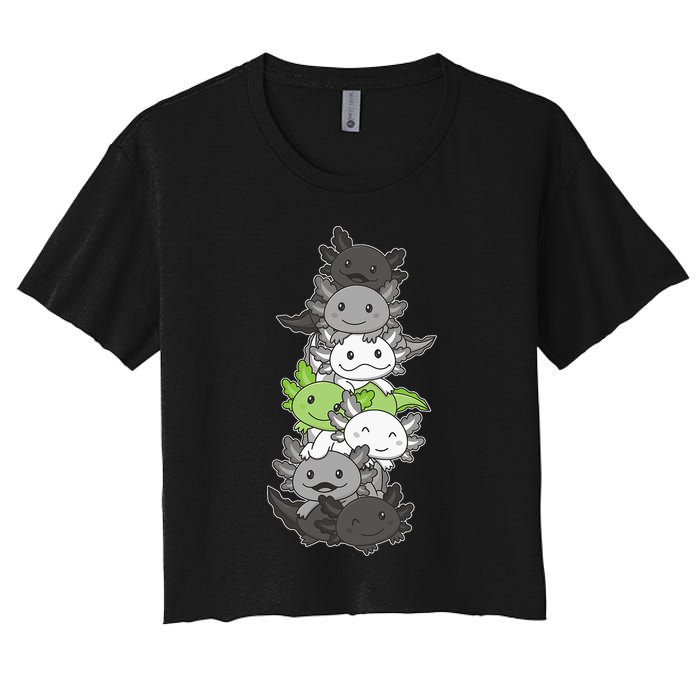 Agender Flag Pride Month Lgbtq Agender Axolotl Women's Crop Top Tee