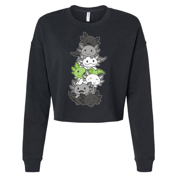 Agender Flag Pride Month Lgbtq Agender Axolotl Cropped Pullover Crew