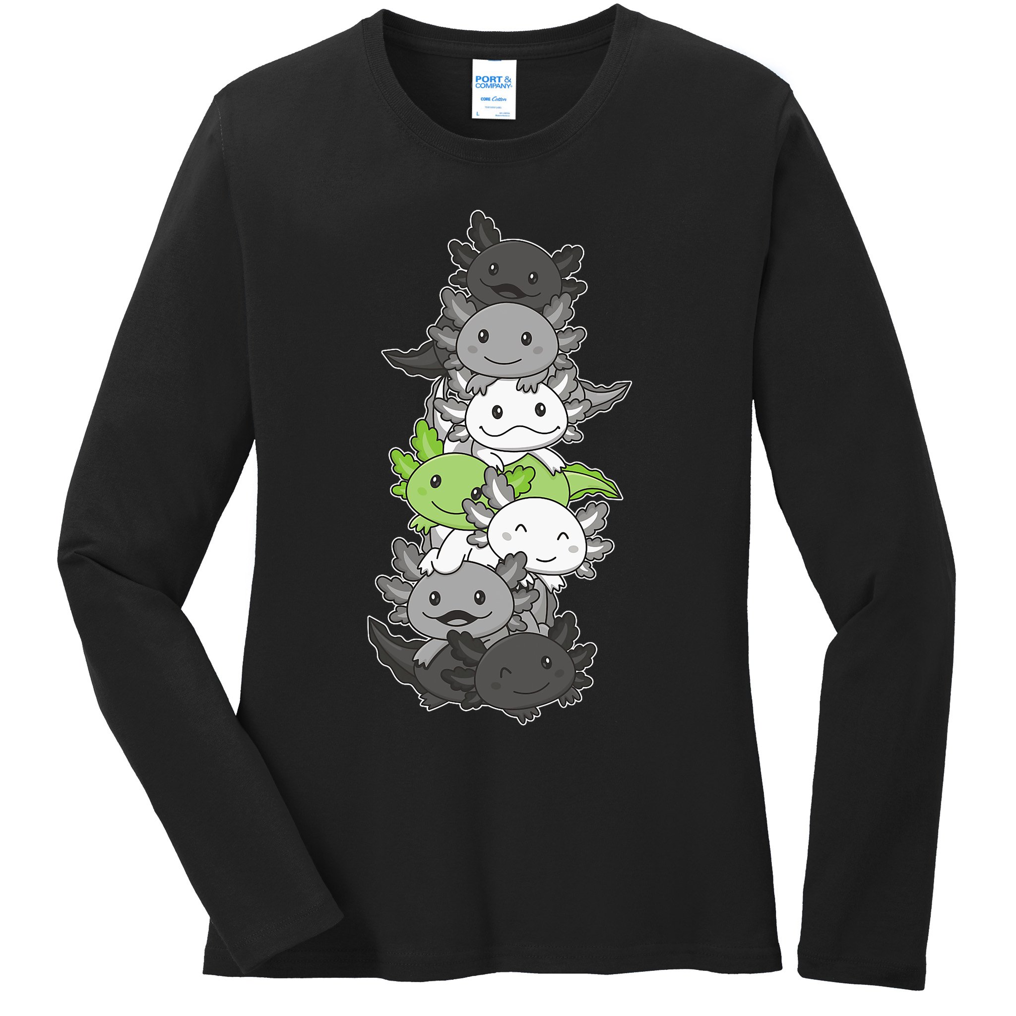 Agender Flag Pride Month Lgbtq Agender Axolotl Ladies Long Sleeve Shirt