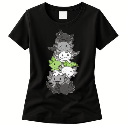 Agender Flag Pride Month Lgbtq Agender Axolotl Womens T-Shirt