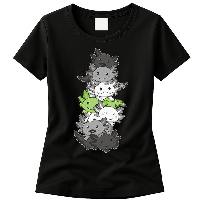 Agender Flag Pride Month Lgbtq Agender Axolotl Womens T-Shirt