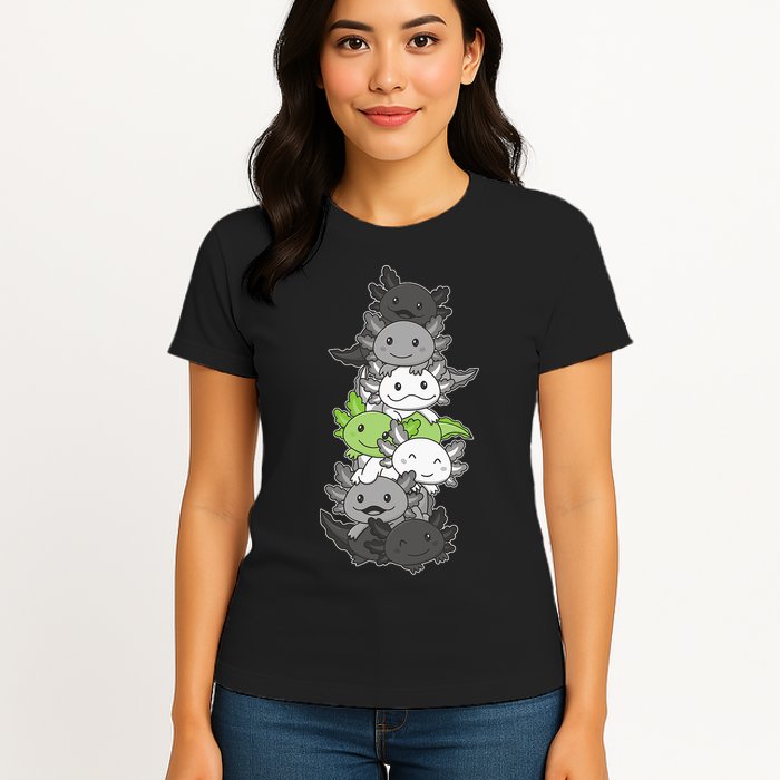 Agender Flag Pride Month Lgbtq Agender Axolotl Womens T-Shirt