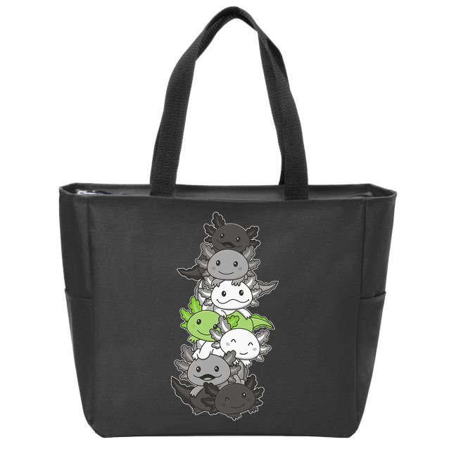 Agender Flag Pride Month Lgbtq Agender Axolotl Zip Tote Bag