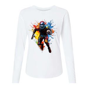 American Football Player Paint Womens Cotton Relaxed Long Sleeve T-Shirt