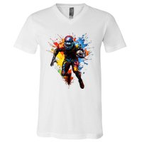 American Football Player Paint V-Neck T-Shirt