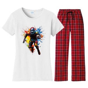 American Football Player Paint Women's Flannel Pajama Set