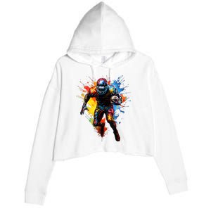 American Football Player Paint Crop Fleece Hoodie