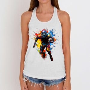 American Football Player Paint Women's Knotted Racerback Tank