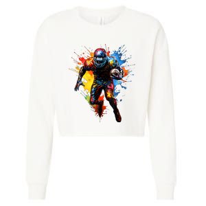 American Football Player Paint Cropped Pullover Crew