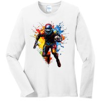 American Football Player Paint Ladies Long Sleeve Shirt