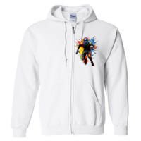 American Football Player Paint Full Zip Hoodie