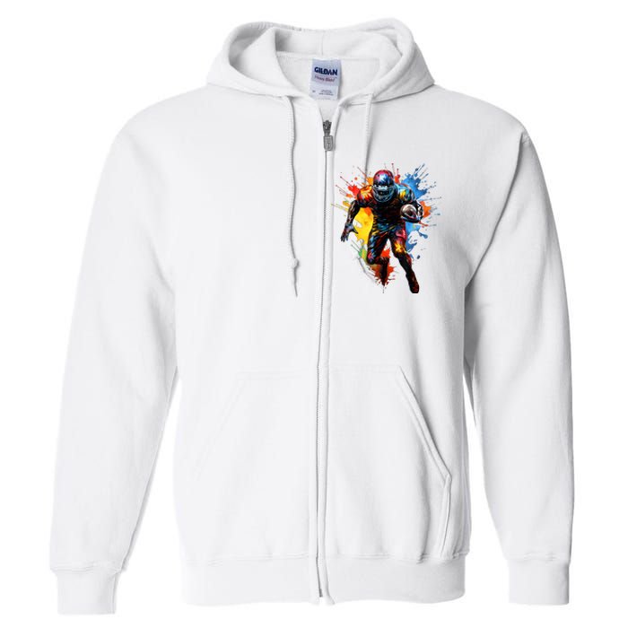 American Football Player Paint Full Zip Hoodie