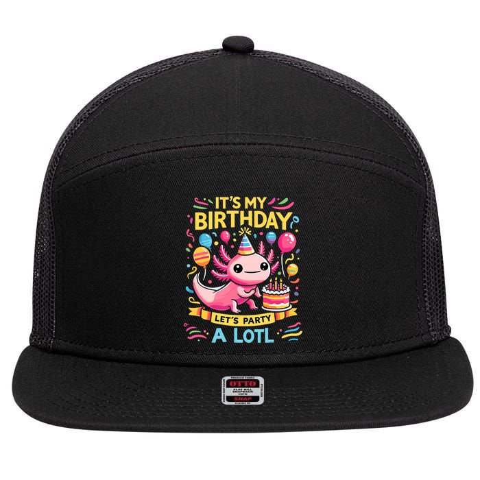 Axolotl Fun Party Kawaii Axolot Birthday 7 Panel Mesh Trucker Snapback Hat