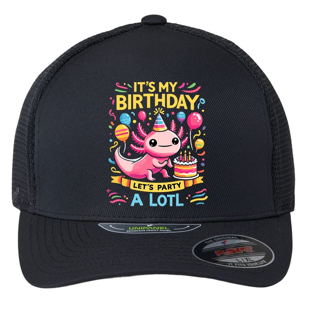 Axolotl Fun Party Kawaii Axolot Birthday Flexfit Unipanel Trucker Cap