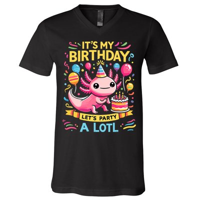 Axolotl Fun Party Kawaii Axolot Birthday V-Neck T-Shirt