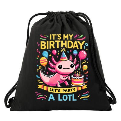 Axolotl Fun Party Kawaii Axolot Birthday Drawstring Bag
