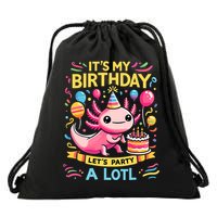 Axolotl Fun Party Kawaii Axolot Birthday Drawstring Bag