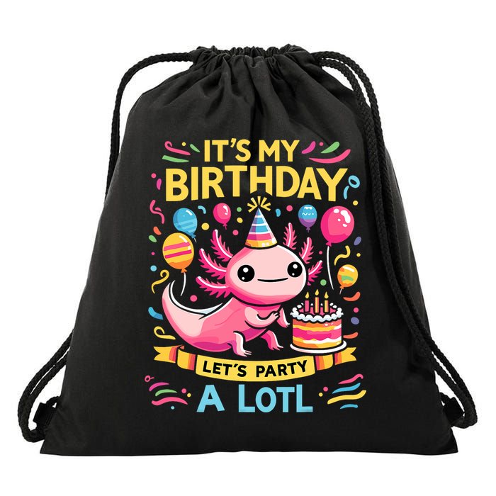 Axolotl Fun Party Kawaii Axolot Birthday Drawstring Bag