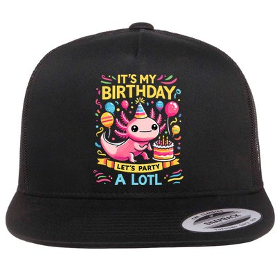 Axolotl Fun Party Kawaii Axolot Birthday Flat Bill Trucker Hat