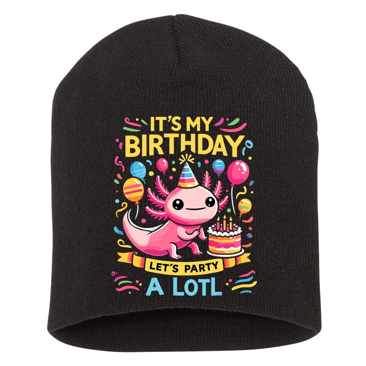 Axolotl Fun Party Kawaii Axolot Birthday Short Acrylic Beanie