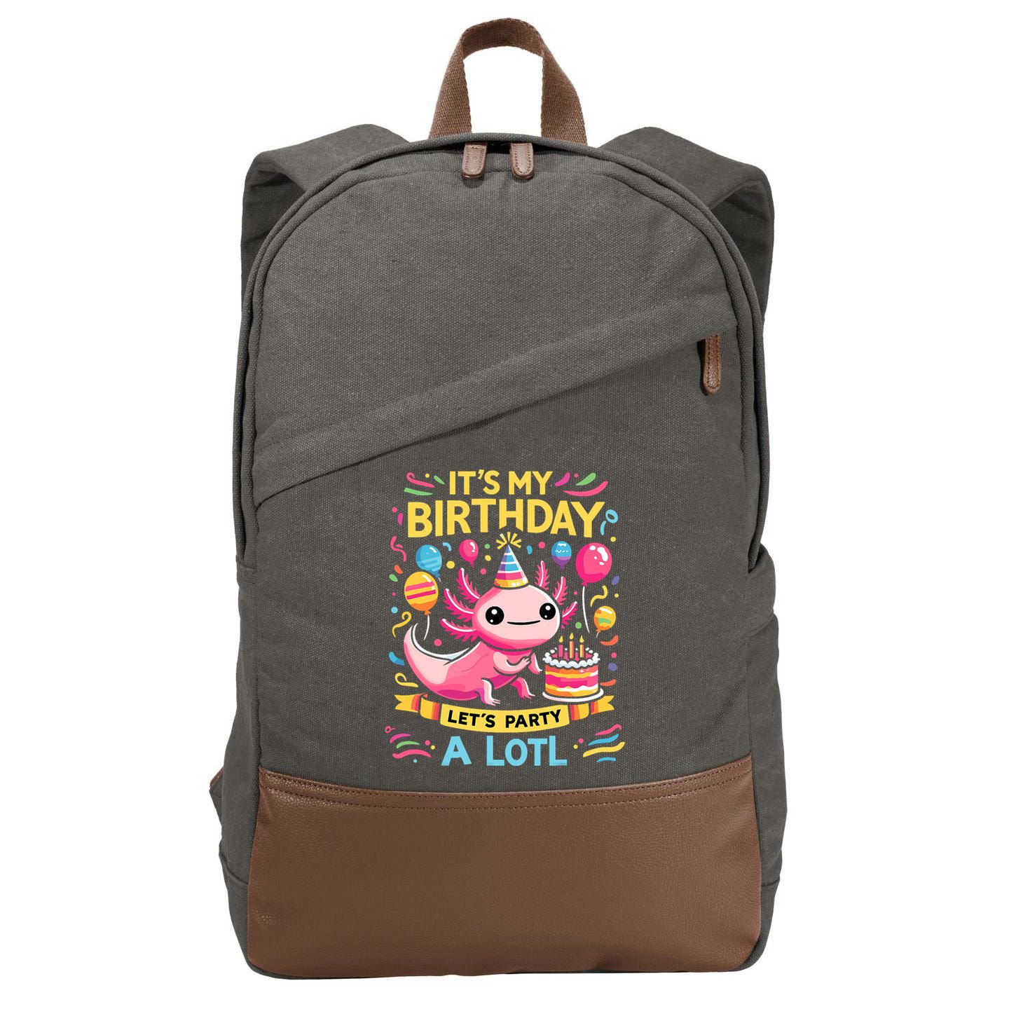 Axolotl Fun Party Kawaii Axolot Birthday Cotton Canvas Backpack