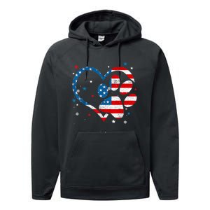 American Flag Patriotic Dog & Cat Paw Print 4th Of July Performance Fleece Hoodie