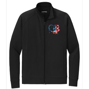 American Flag Patriotic Dog & Cat Paw Print 4th Of July Stretch Full-Zip Cadet Jacket