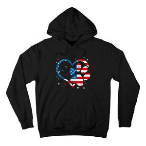 American Flag Patriotic Dog & Cat Paw Print 4th Of July Tall Hoodie