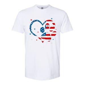 American Flag Patriotic Dog & Cat Paw Print 4th Of July Softstyle CVC T-Shirt