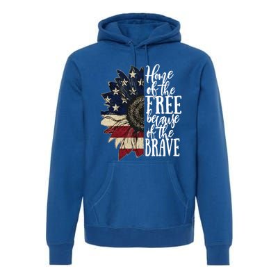 American Flag Patriot Home Of The Free Because Of The Brave Gift Premium Hoodie