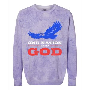 American Flag Patriot One Nation Under God Christian Verses Meaningful Gift Colorblast Crewneck Sweatshirt