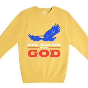 American Flag Patriot One Nation Under God Christian Verses Meaningful Gift Premium Crewneck Sweatshirt