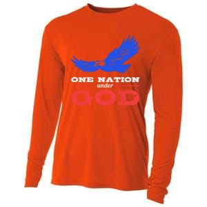 American Flag Patriot One Nation Under God Christian Verses Meaningful Gift Cooling Performance Long Sleeve Crew