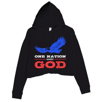 American Flag Patriot One Nation Under God Christian Verses Meaningful Gift Crop Fleece Hoodie