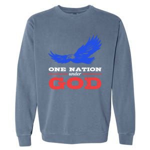 American Flag Patriot One Nation Under God Christian Verses Meaningful Gift Garment-Dyed Sweatshirt