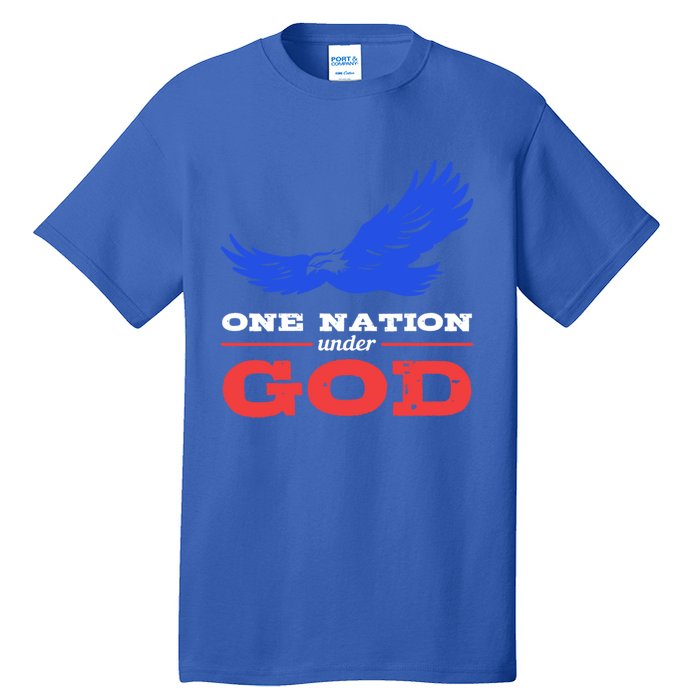 American Flag Patriot One Nation Under God Christian Verses Meaningful Gift Tall T-Shirt