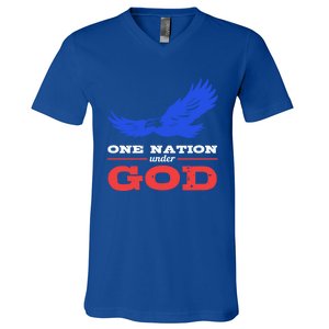 American Flag Patriot One Nation Under God Christian Verses Meaningful Gift V-Neck T-Shirt