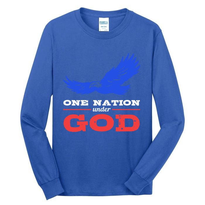 American Flag Patriot One Nation Under God Christian Verses Meaningful Gift Tall Long Sleeve T-Shirt