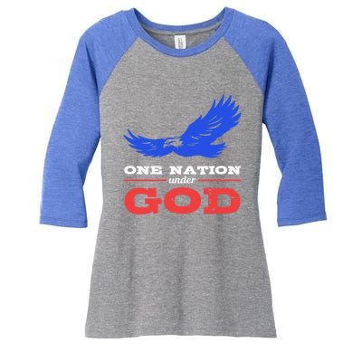 American Flag Patriot One Nation Under God Christian Verses Meaningful Gift Women's Tri-Blend 3/4-Sleeve Raglan Shirt