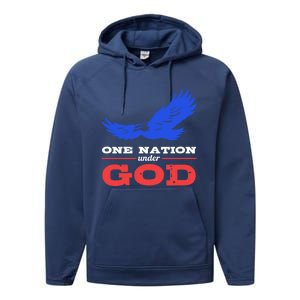 American Flag Patriot One Nation Under God Christian Verses Meaningful Gift Performance Fleece Hoodie